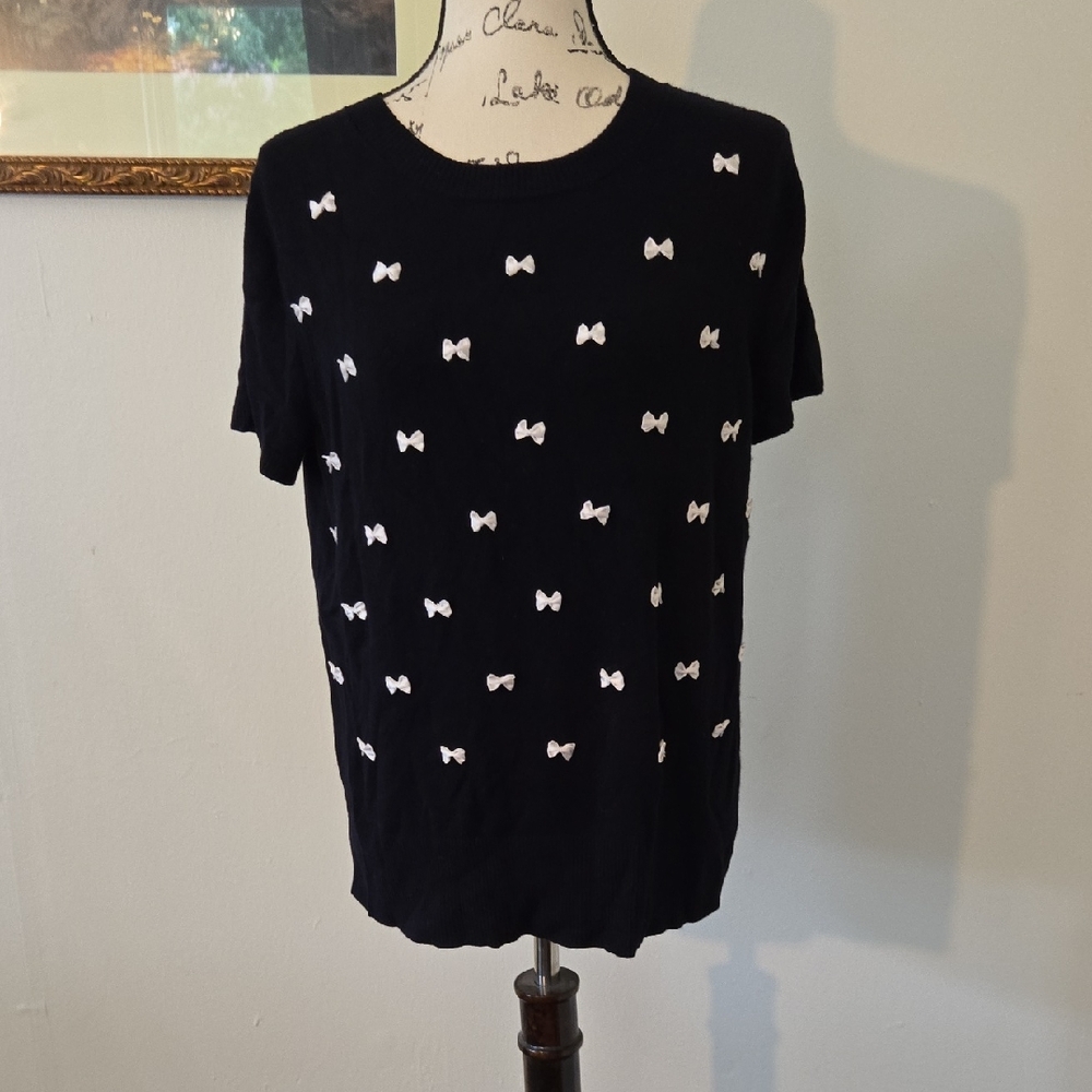 Only Mine Navy Blue Sweater With White Bows